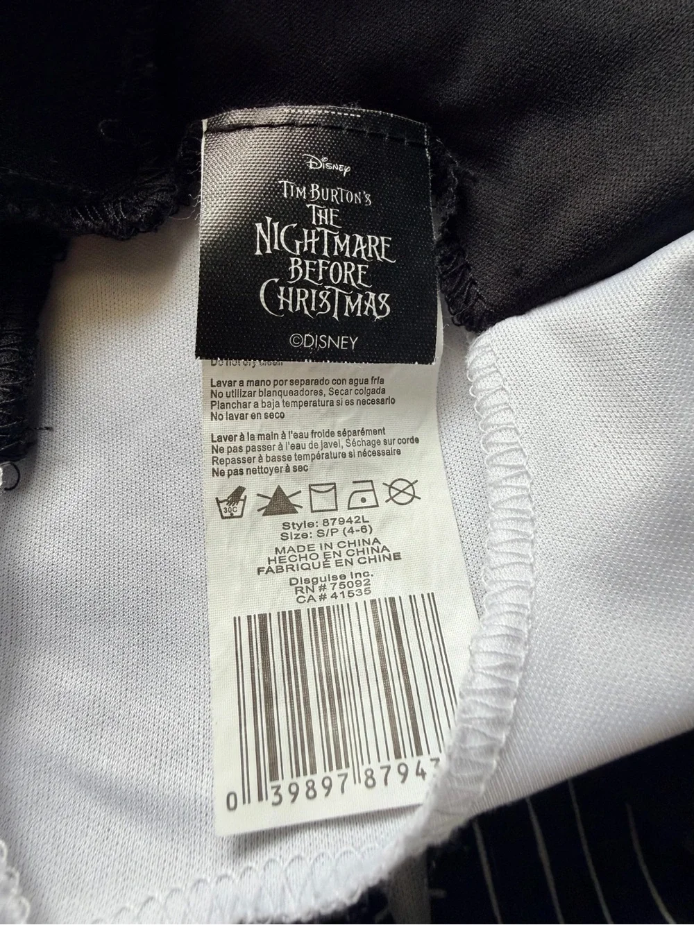 Jack Skellington Costume Kids Size S (4-6) Disney Nighmare Before Christmas